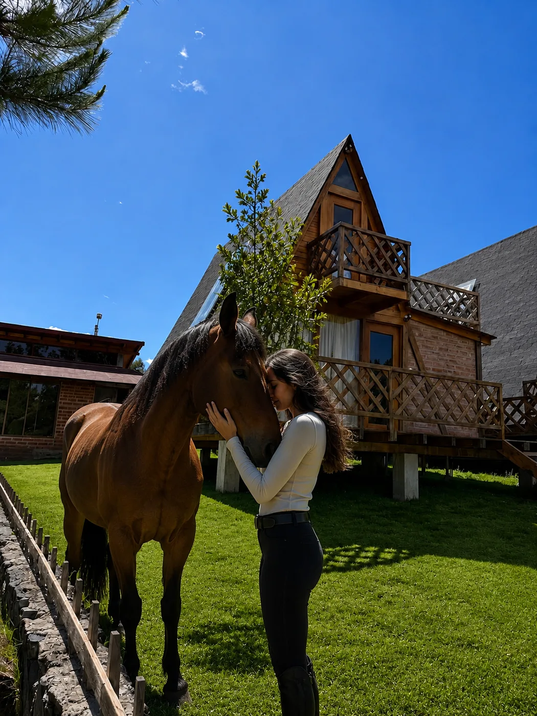 Familia junto a la fogata en Mount House Lodge